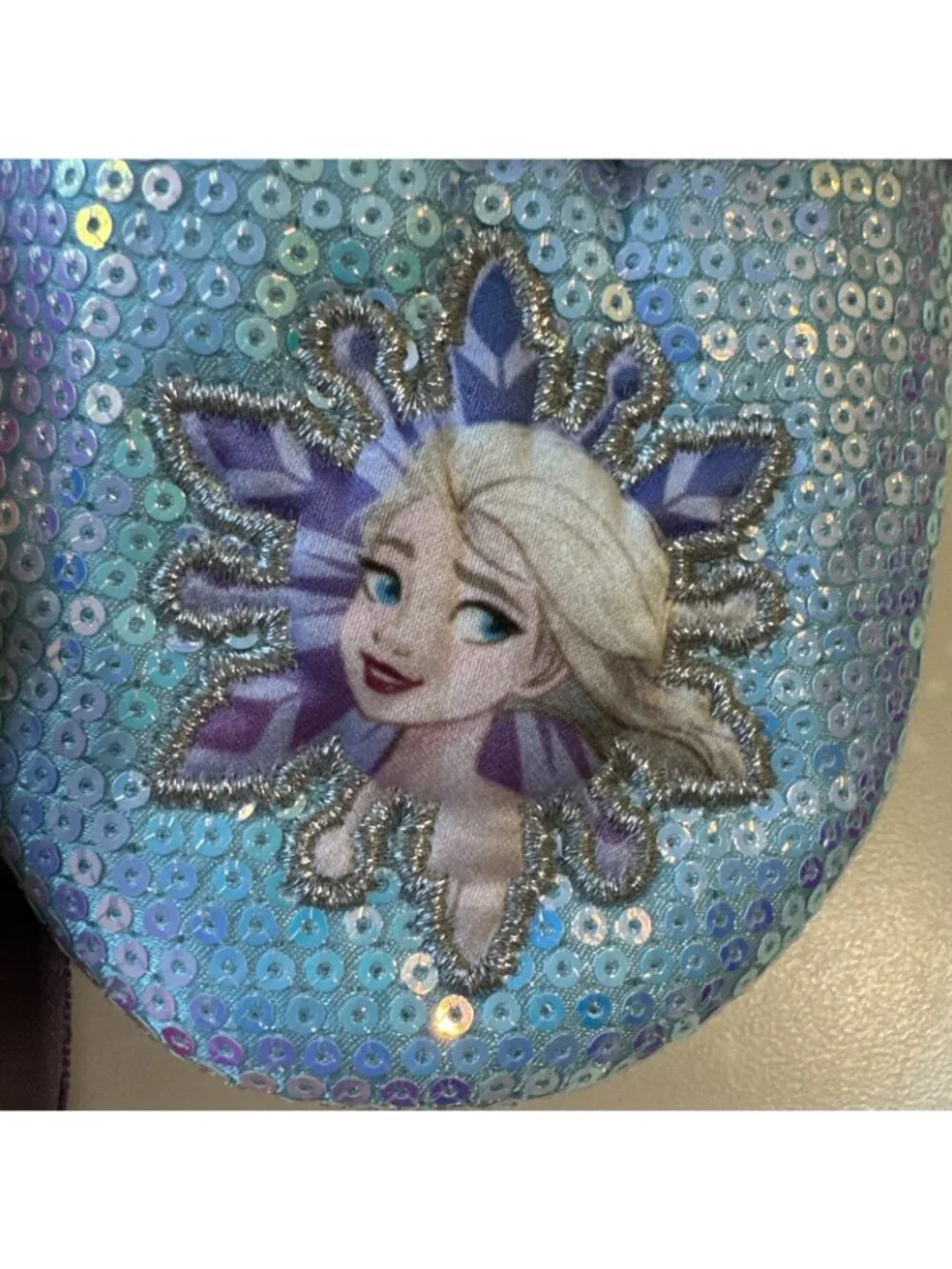 Disney Frozen Elsa & Anna Sequin Slippers Size Small 9-10 Toddler Girls Purple